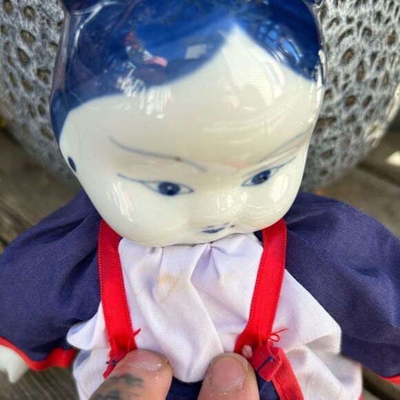 Vintage Chinese Asian Doll Blue & White Ceramic/Porcelain Boots Hands Head - Picture 10 of 16
